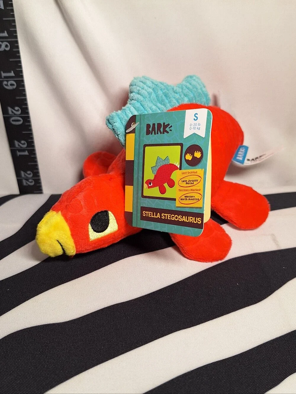 NWT Bark Tyron Tyrannosaurus And Stella Stegosaurus Dog Toys, 2 Pack, S
